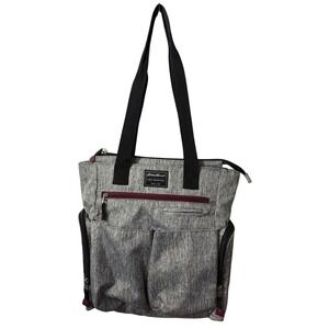 Eddie Bauer First Adventure Diaper Bag Tote Grey W/black & maroon trim Insulated